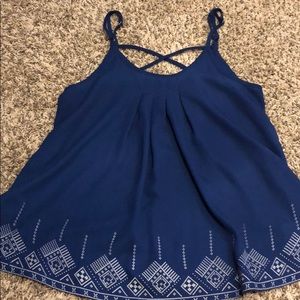 blue with patterns tank top